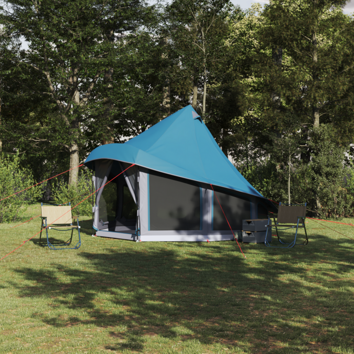 VIDAXL Tente familiale tipi bleue imperméable pour 6 personnes