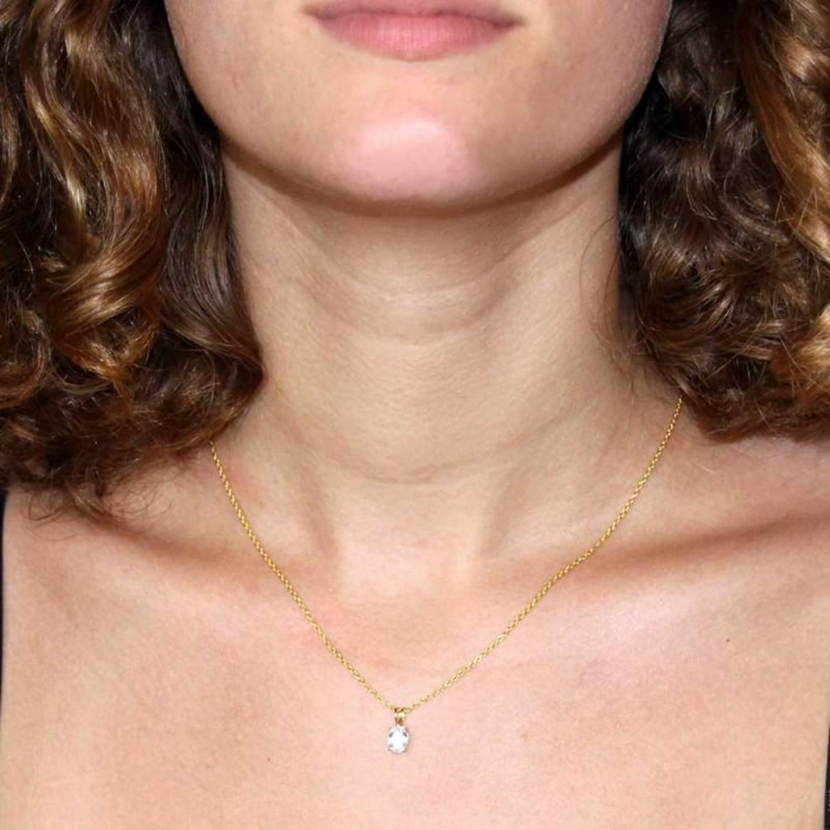 L'ATELIER D'AZUR Collier - Pendentif Or Jaune Zirconium Ovale - Femme