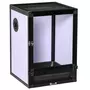 PAWHUT Terrarium vivarium boîte pour reptiles dim. 32L x 32l x 46H cm avec passe-câble, fond en ABS, plateau amovible noir blanc