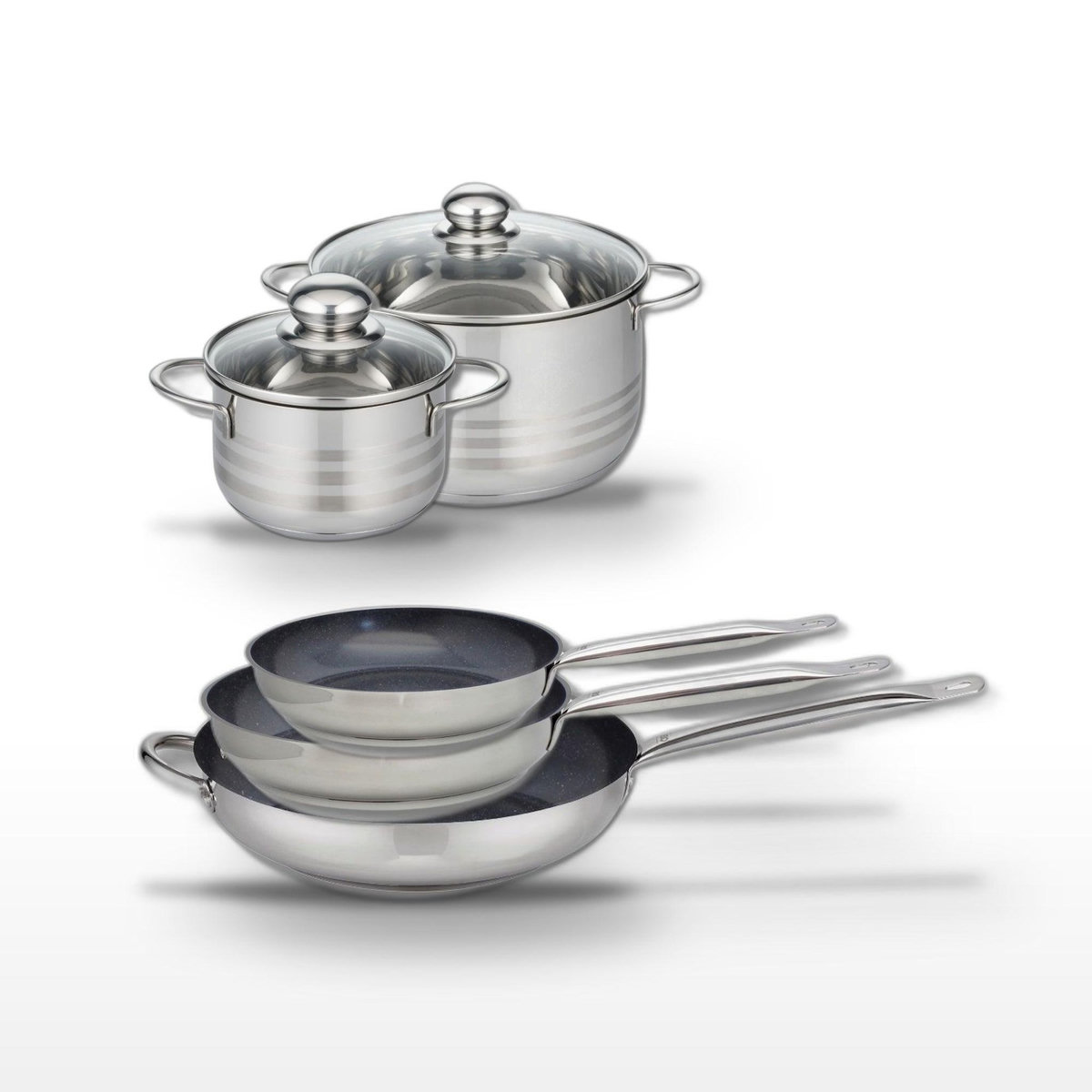 ELO Lot de 3 Poêles 24/28/32cm et 2 Faitouts 16/24cm Elo Profi Therm Platinum