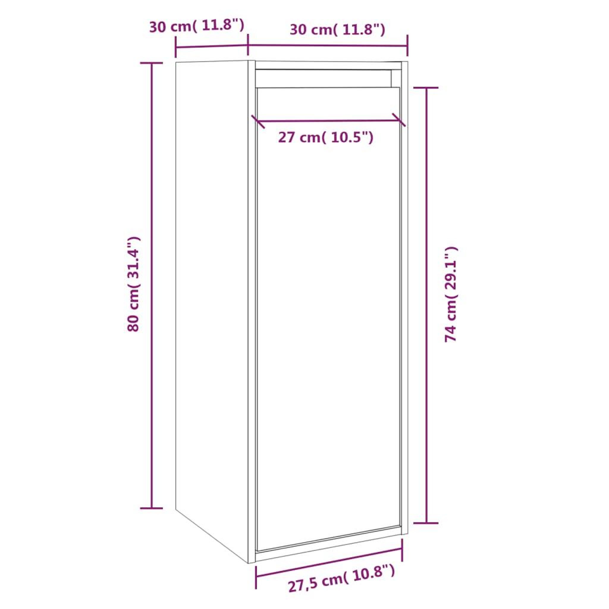 Voir la diapositive 6 : VIDAXL Armoire murale Blanc 30x30x80 cm Bois de pin massif
