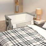 VIDAXL Lit pour bebe avec matelas Gris clair Tissu de lin