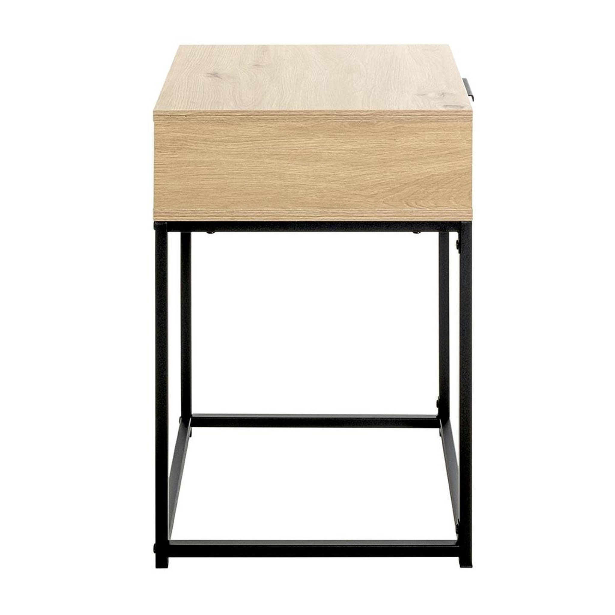 Voir la diapositive 3 : Paris Prix Table de chevet carrée 1 tiroir  maluma  60cm naturel & noir