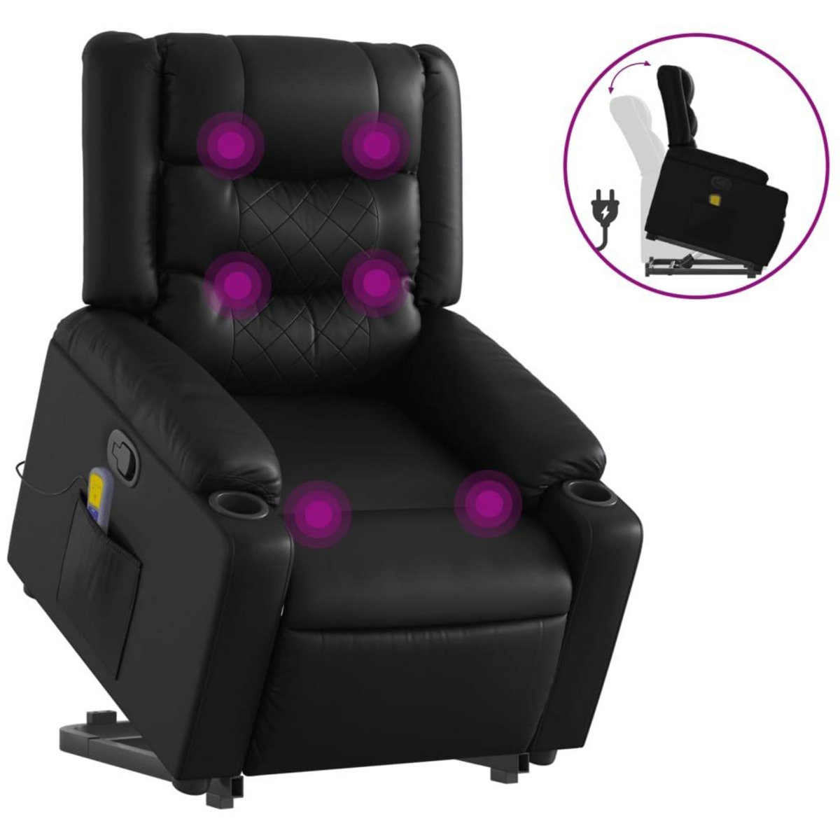 VIDAXL Fauteuil inclinable de massage Noir Similicuir