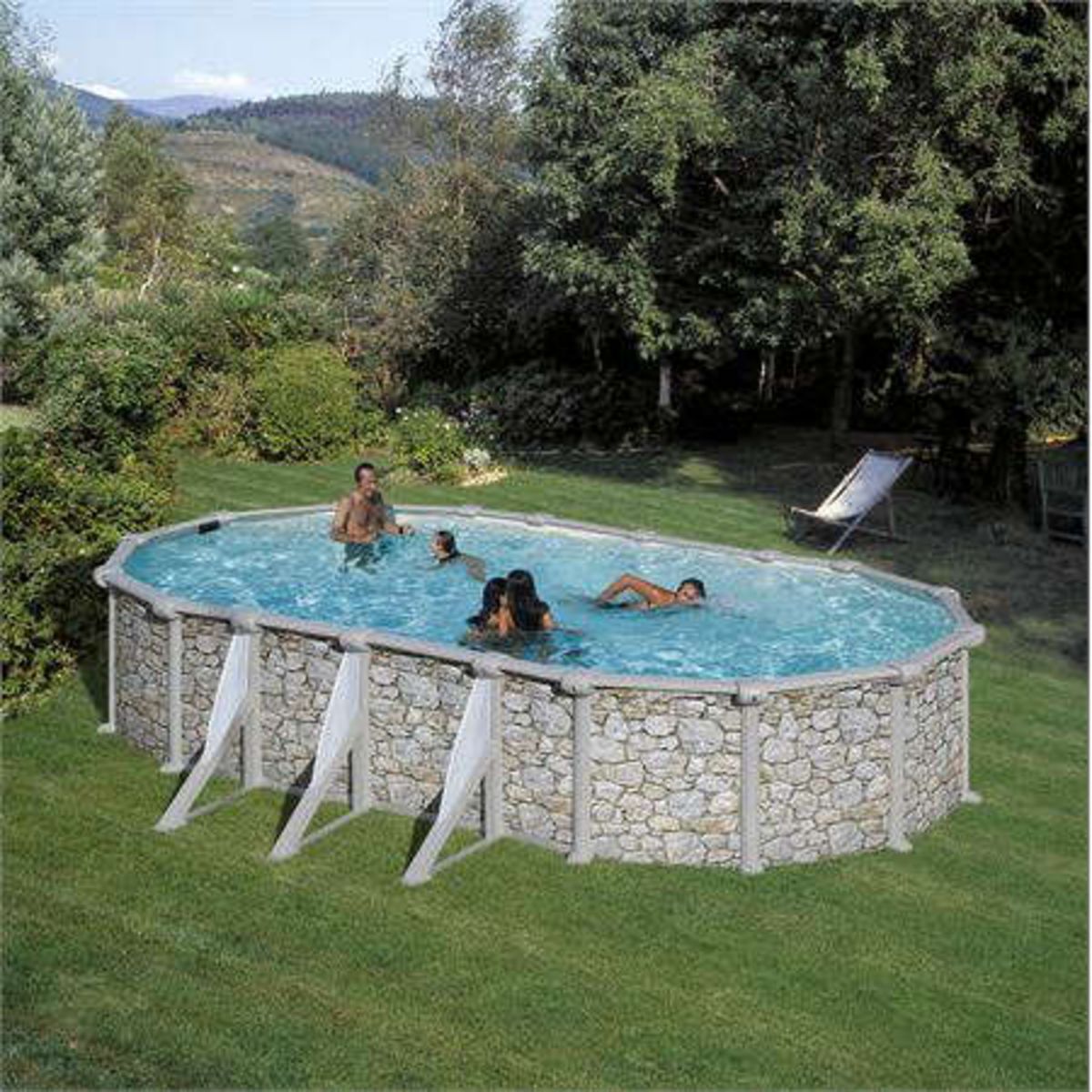 GRE Piscine acier SKYATHOS décor pierre