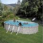 Voir la diapositive 1 : GRE Piscine acier SKYATHOS décor pierre