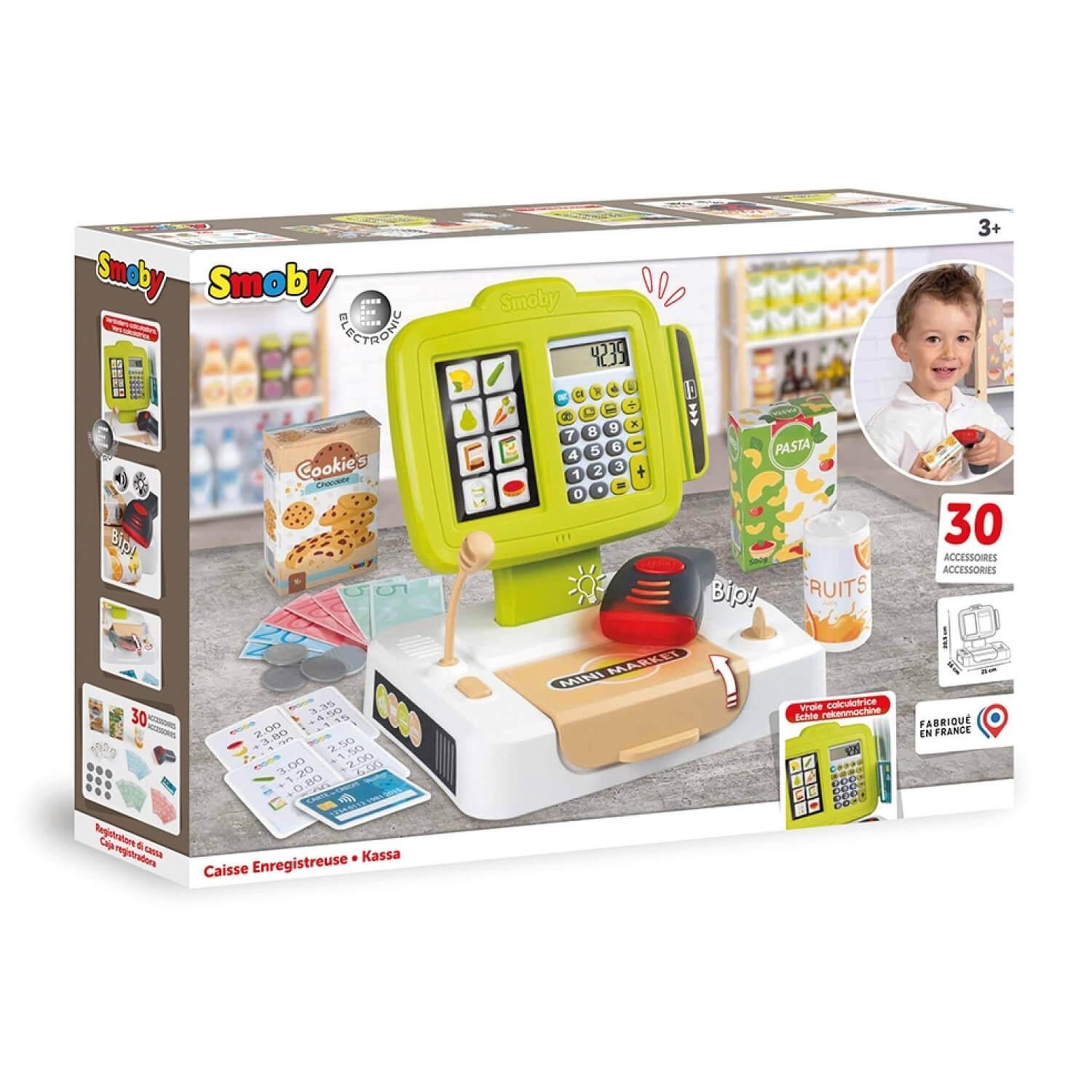 Voir la diapositive 6 : SMOBY Smoby - Caisse enregistreuse - 30 accessoires inclus - Calculatrice et Scanner avec son et lumiere - Dés 3ans