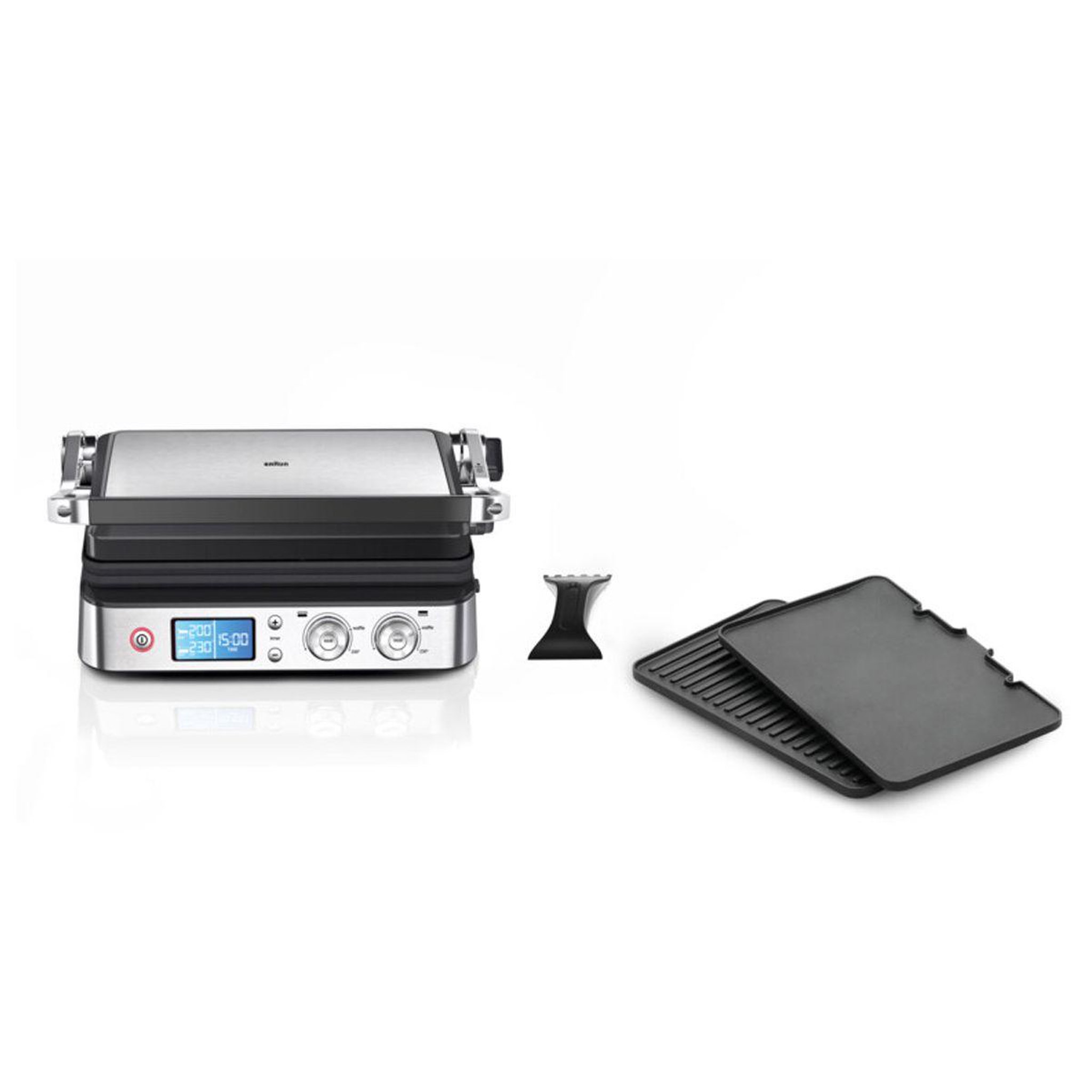 BRAUN Grille-viande CG9040 inox 2 zones e cuisson plaques movibles à poser, 37x23 cm