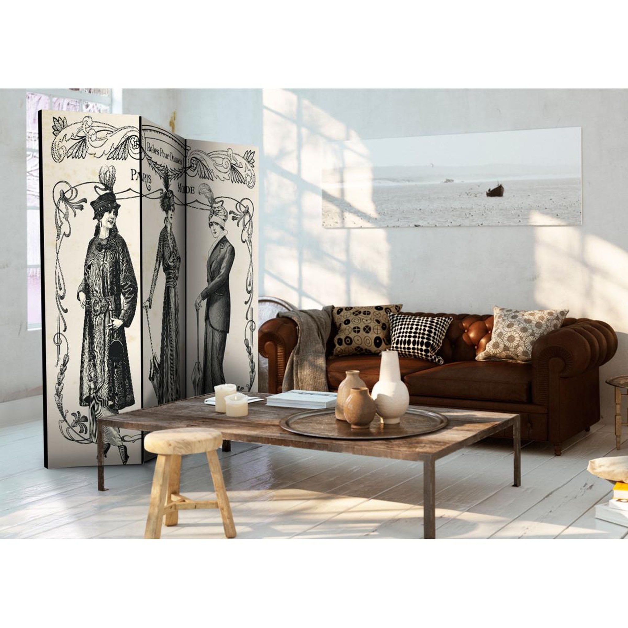 Voir la diapositive 2 : Paris Prix Paravent 3 volets  dress 1914  135x172cm