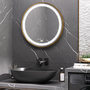 Voir la diapositive 2 : KLEANKIN Miroir rond LED tactile salle de bain dia. 60 cm - 3 couleurs température, affichage heure - alu doré