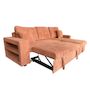 Voir la diapositive 5 : CONCEPT USINE Canapé d'angle convertible 4 places avec coffre en velours côtelé terracotta GLASGOW