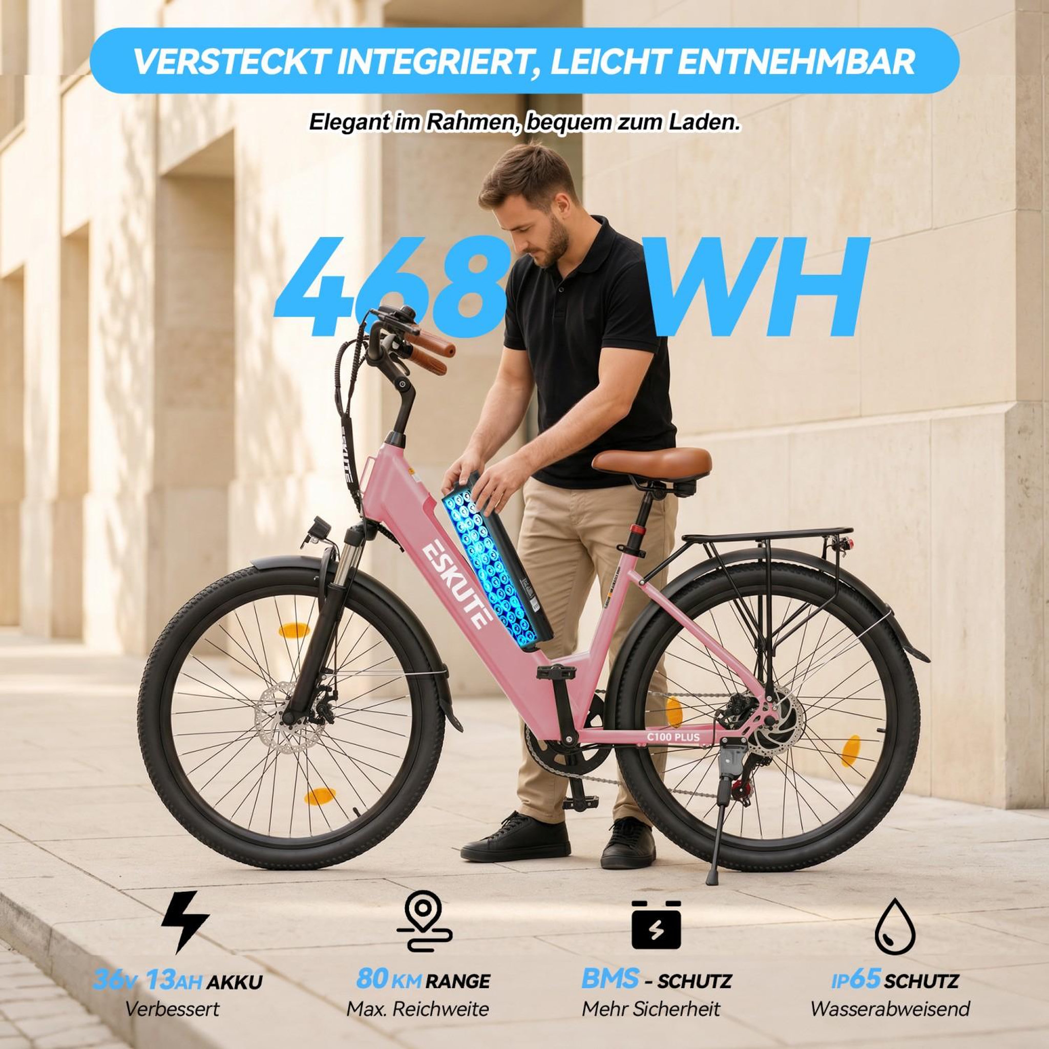 Voir la diapositive 5 : ESKUTE Vélo électrique Eskute C100 Plus