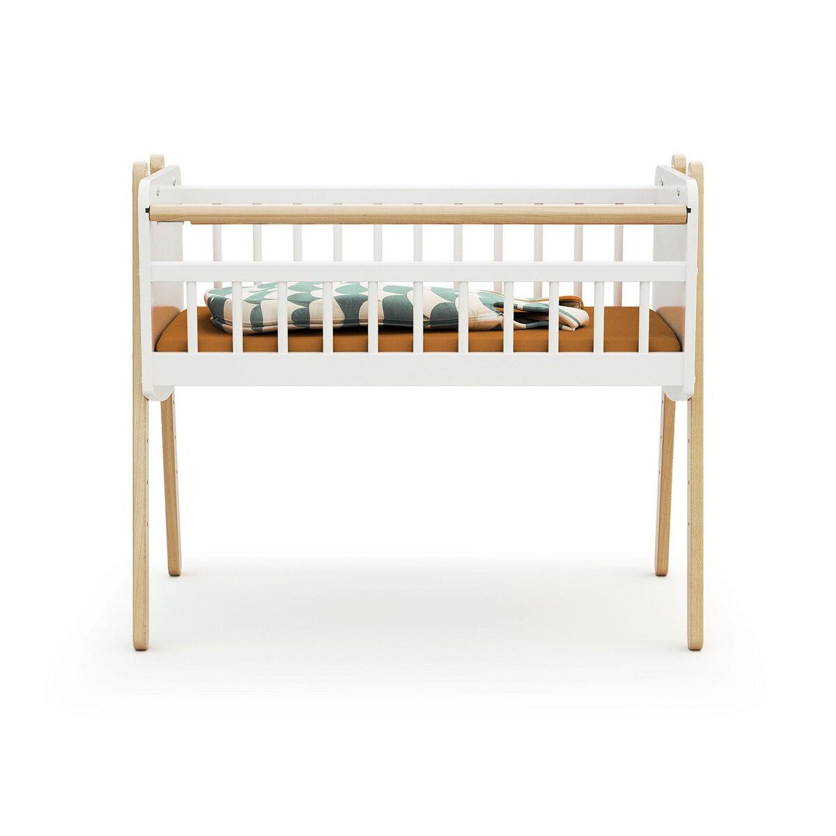 AT4 Berceau cododo en bois PIRATE Blanc et Hêtre Verni 40 x 80 cm