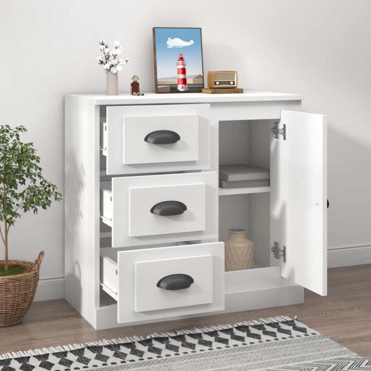 VIDAXL Buffet blanc 70x35,5x67,5 cm bois d'ingenierie