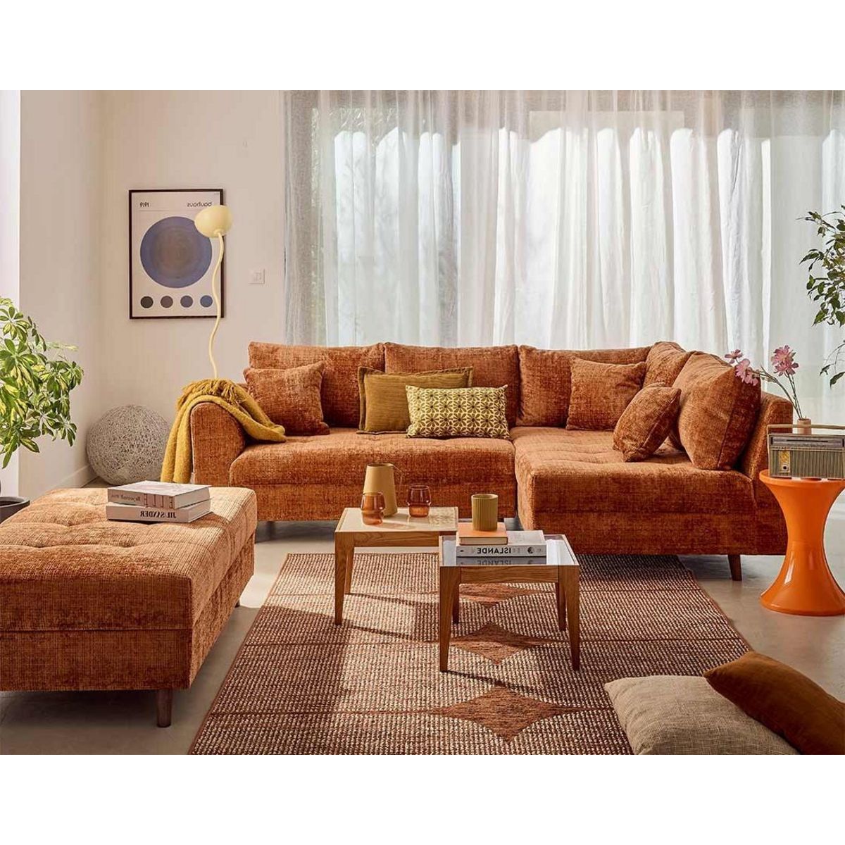 LISA DESIGN Rune - canapé d'angle droit 4 places en velours texturé