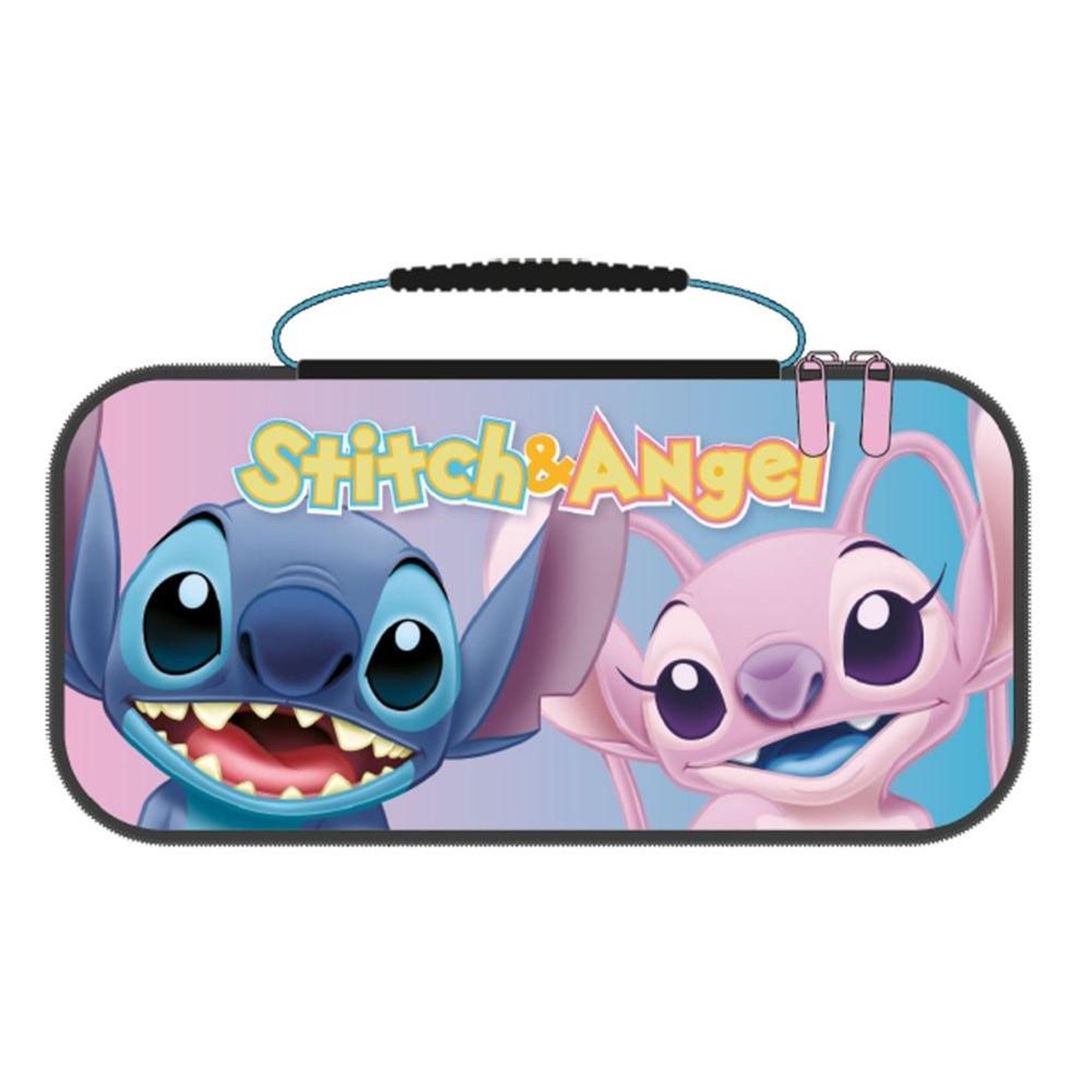 Pochette de transport Stitch & Angel multicolore avec 8 compartiments pour Nintendo Switch 2