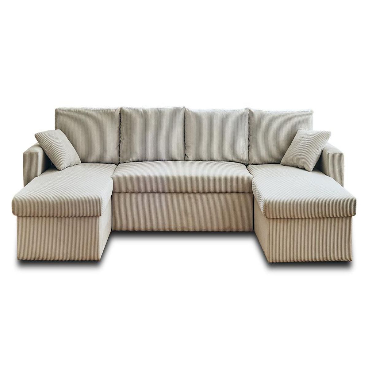 BEST MOBILIER Cyrus - canapé panoramique en u - 7 places - convertible avec coffre - en velours côtelé