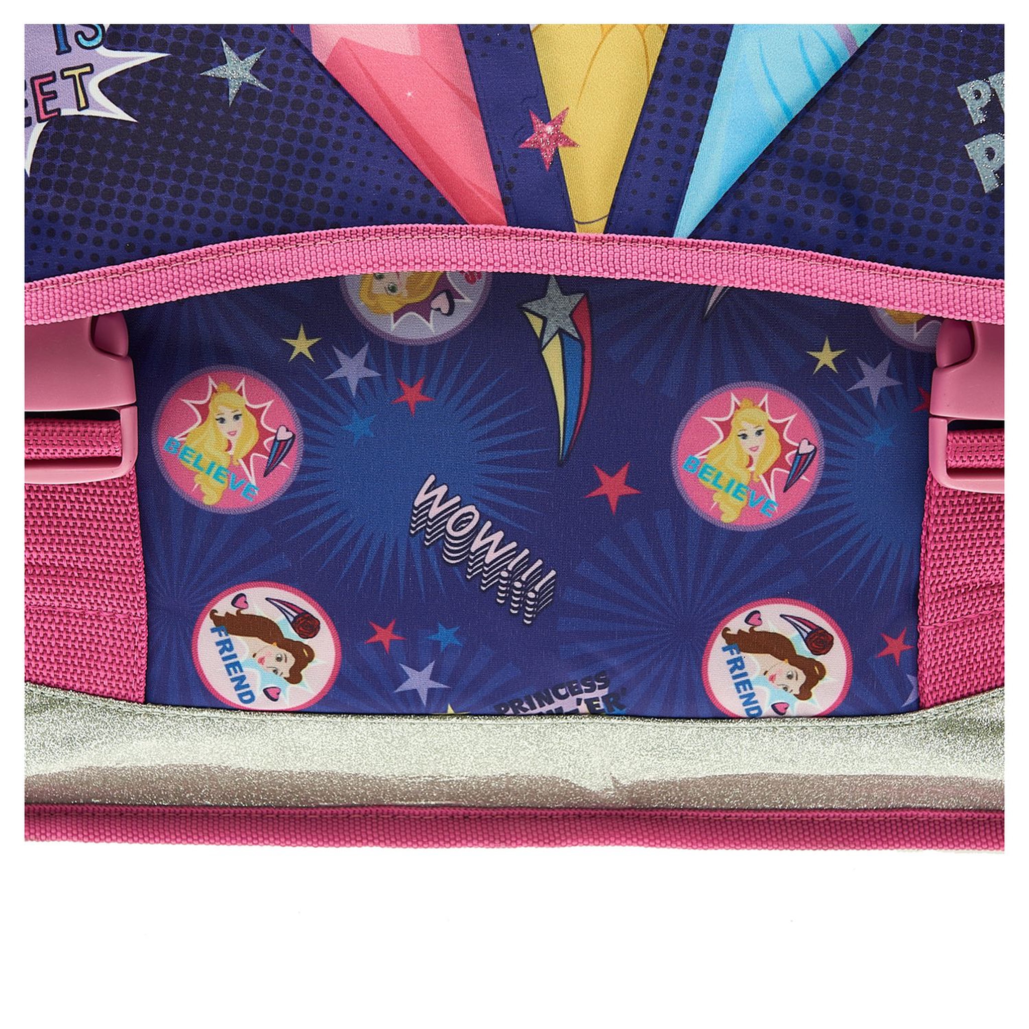 Voir la diapositive 6 : AUCHAN Cartable 38 cm avec pompon polyester violet PRINCESSES DISNEY