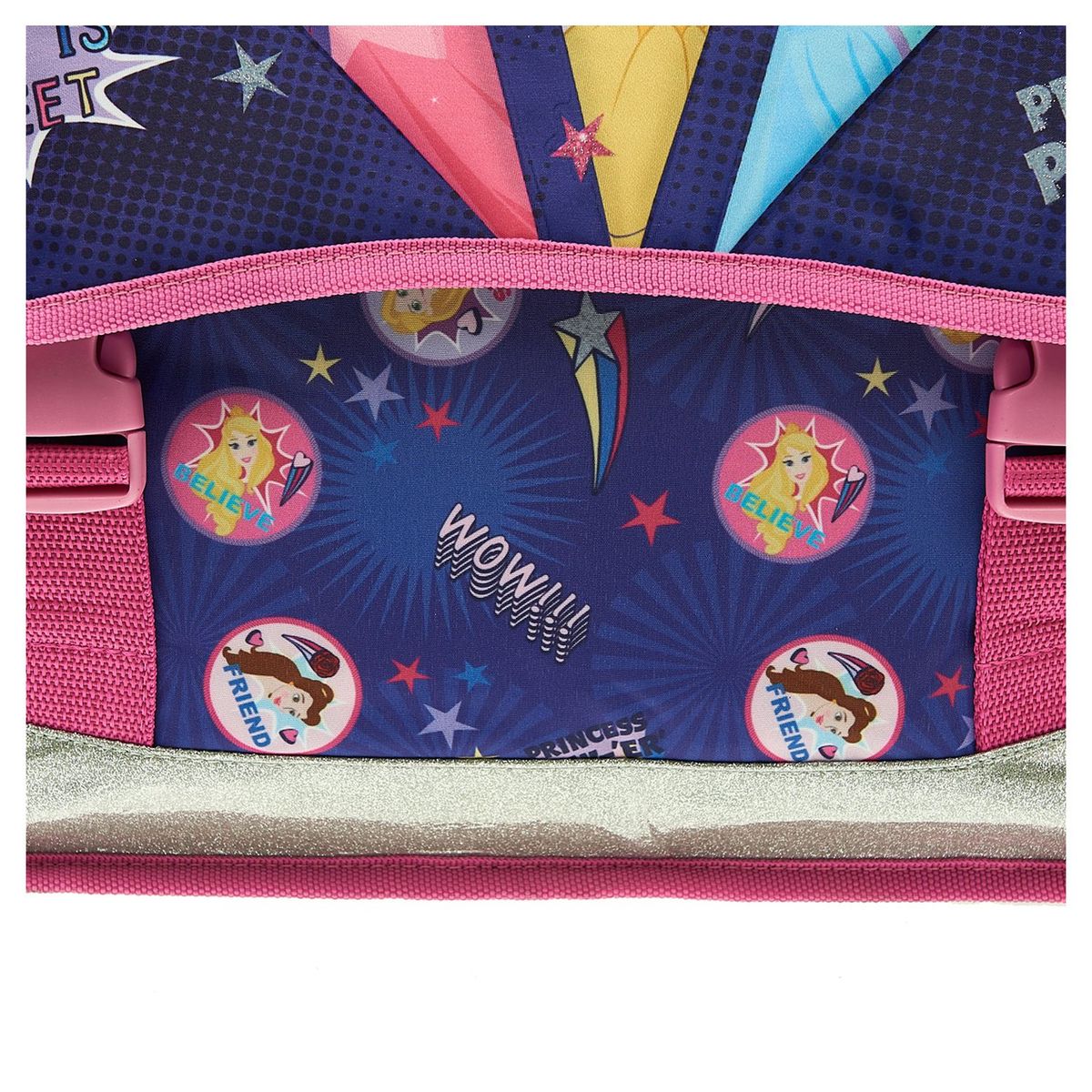 AUCHAN Cartable 38 cm avec pompon polyester violet PRINCESSES DISNEY