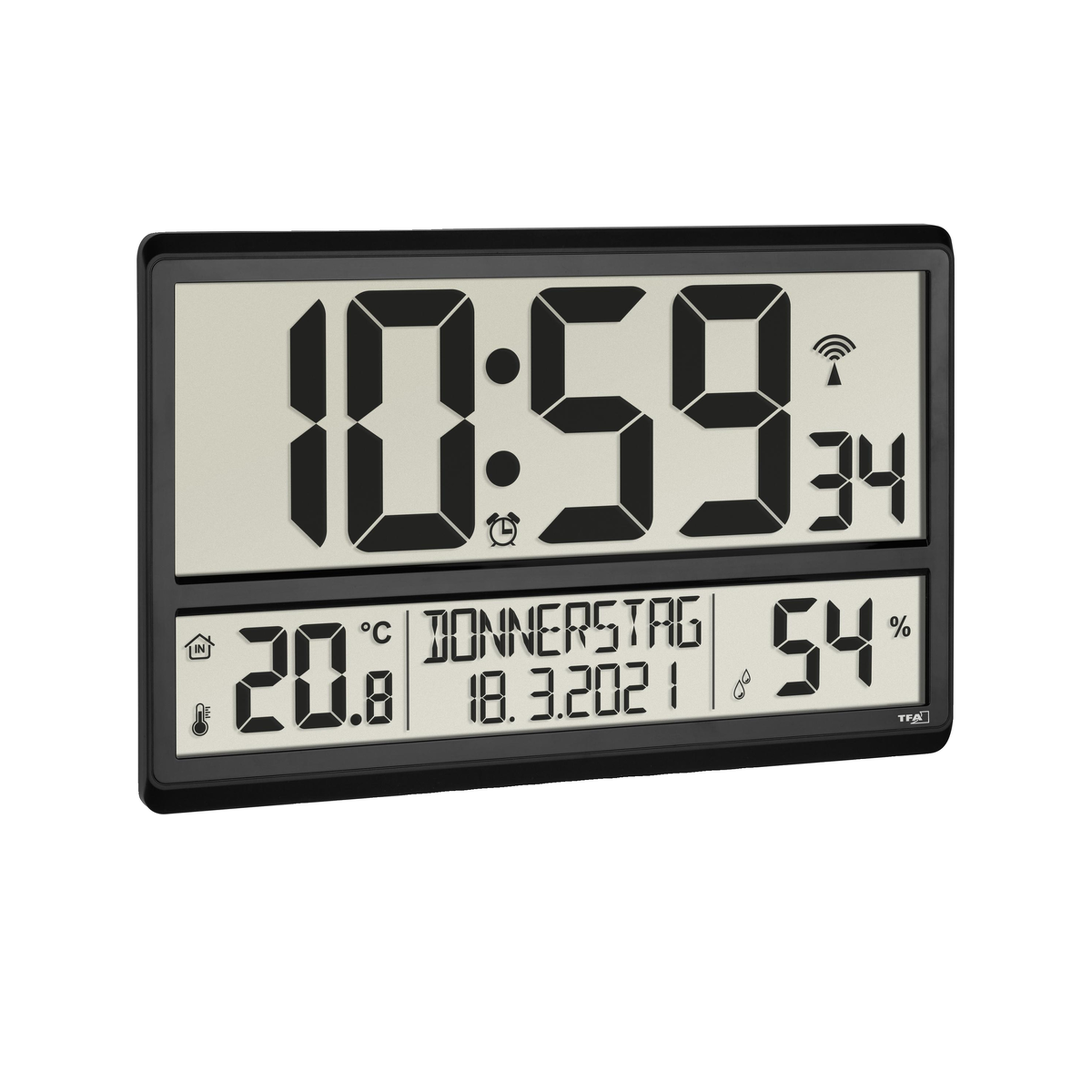 Voir la diapositive 2 : TFA Horloge murale TFA 60.4520.01 couleur noire