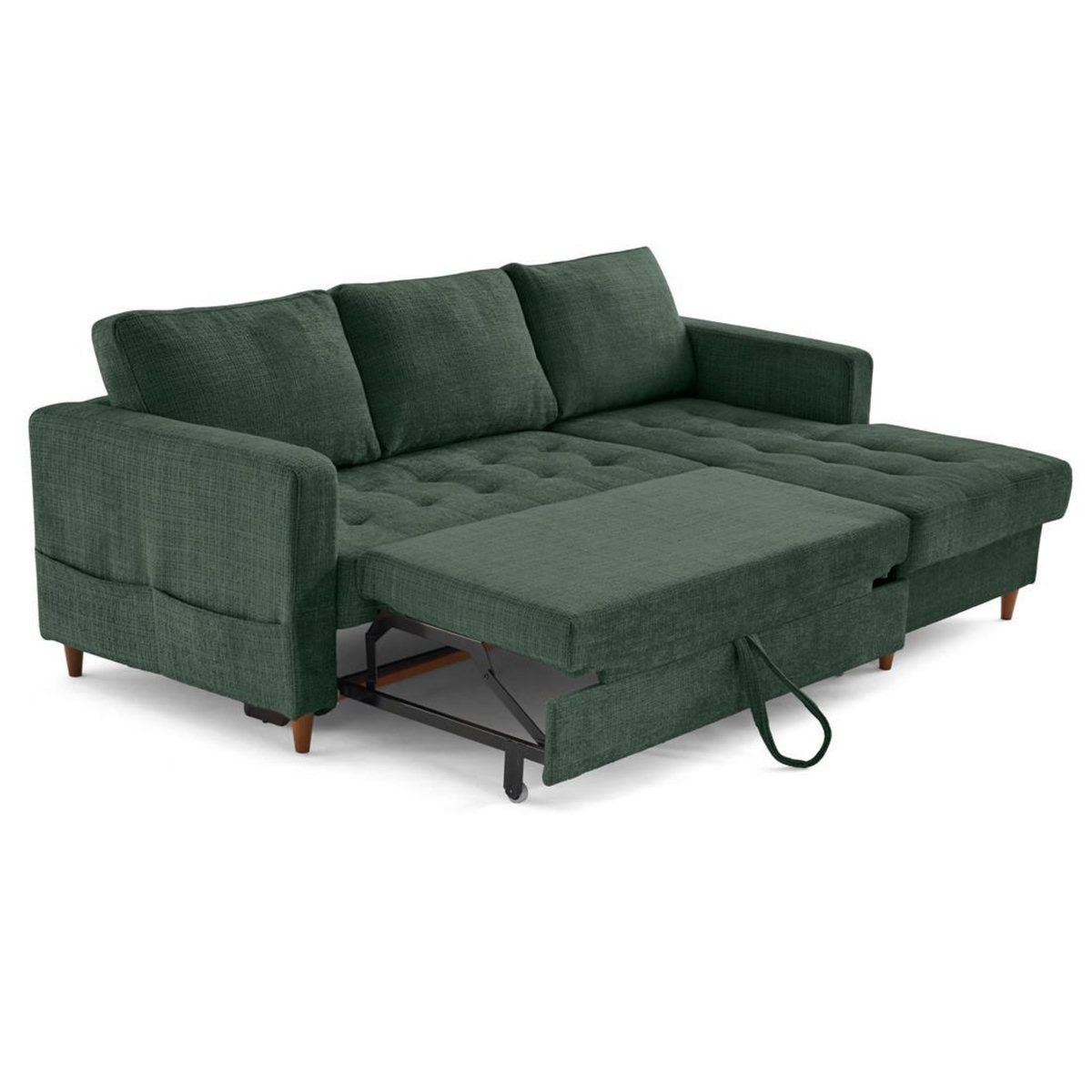 LISA DESIGN Anna - canapé d'angle droit 4 places convertible avec coffre en velours texturé