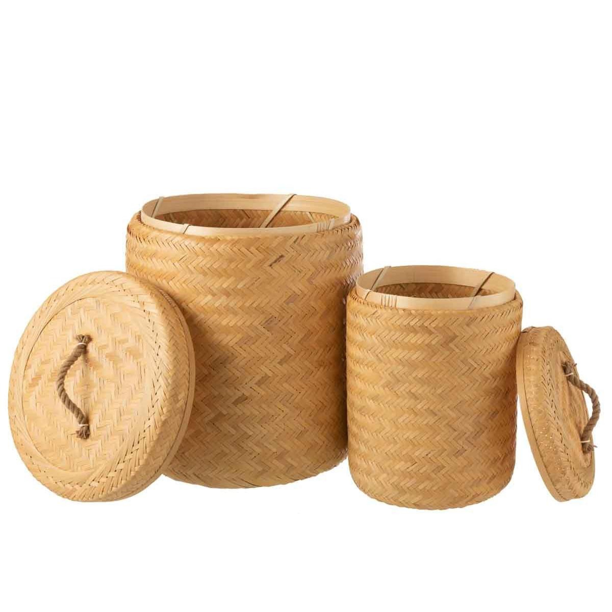 Voir la diapositive 2 : J-LINE Lot de 2 paniers de rangement  selio  57cm naturel