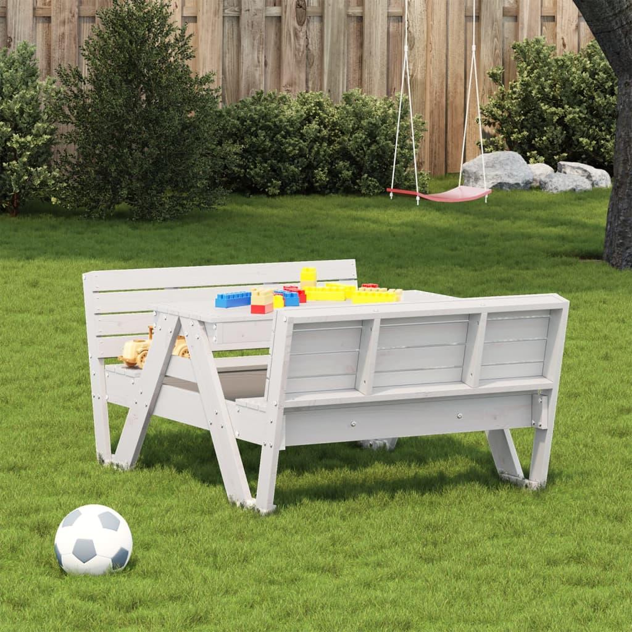 Voir la diapositive 3 : VIDAXL Table de pique-nique pour enfants blanc bois massif de pin