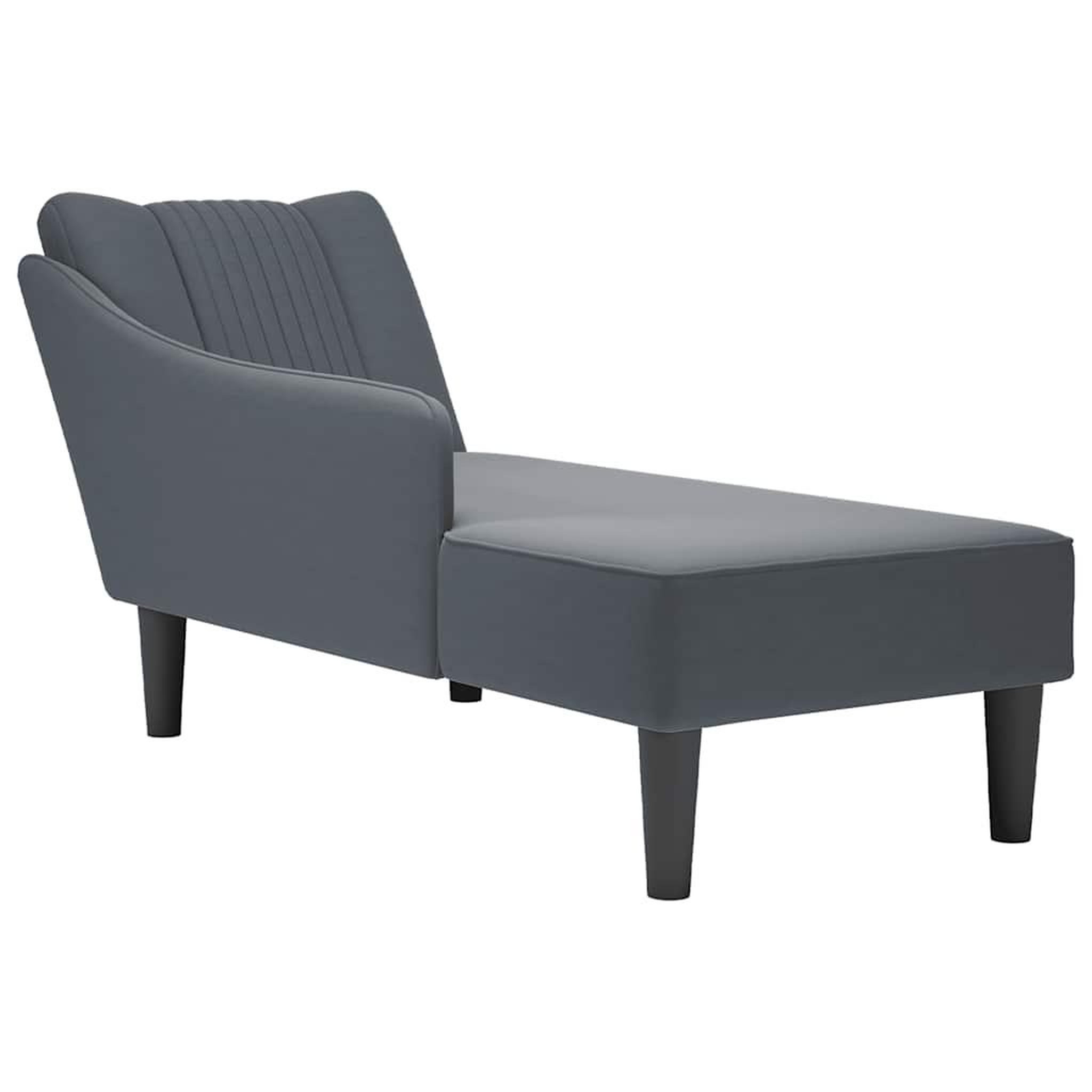 VIDAXL Fauteuil long avec accoudoir droit gris fonce velours