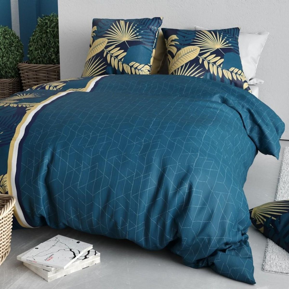 ATELIER DU COTON Housse de couette 260x240 + 2 taies en coton 57 fils