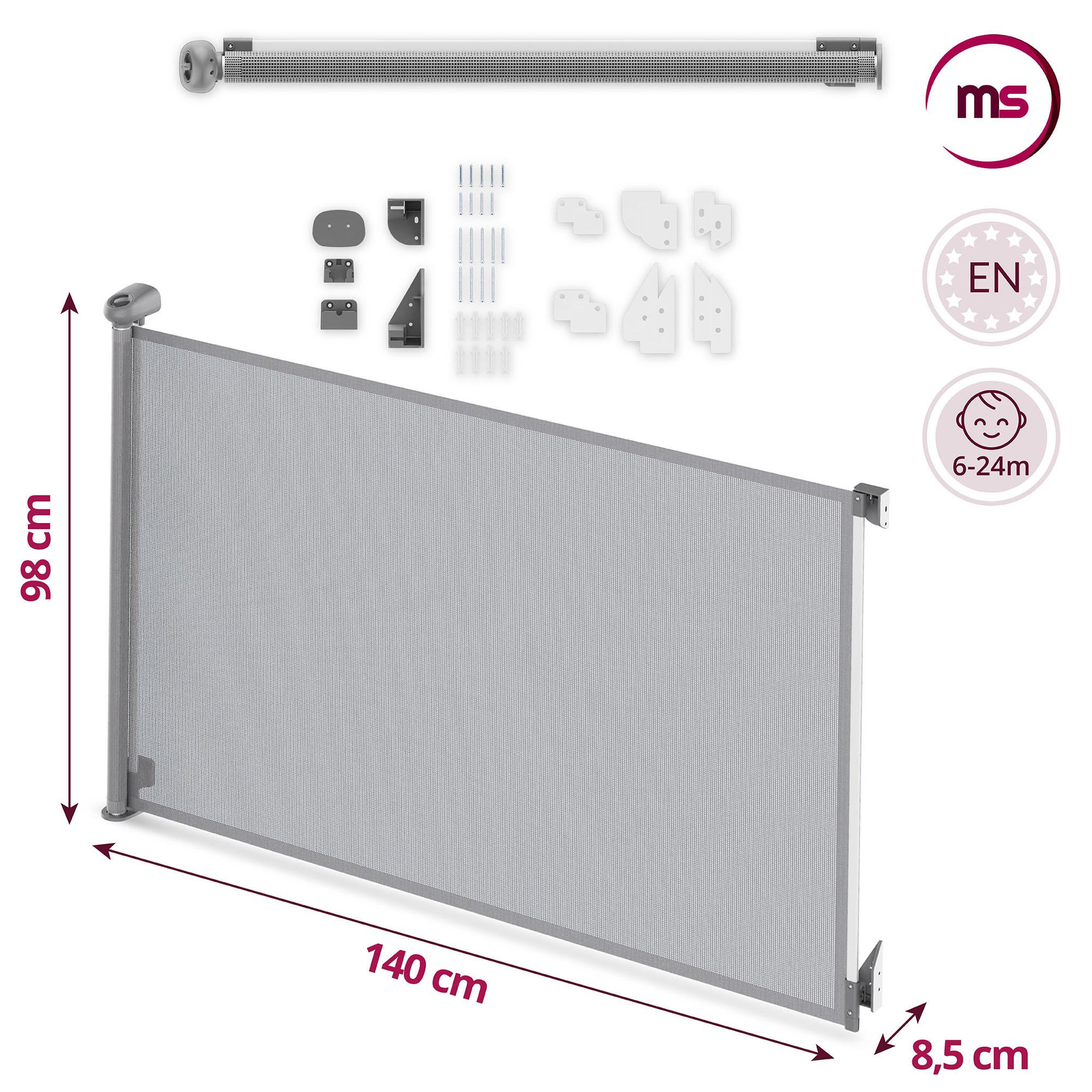 Voir la diapositive 2 : MOBY SYSTEM Barrière de sécurité rétractable Moby-System HOMESAFE en toile grise