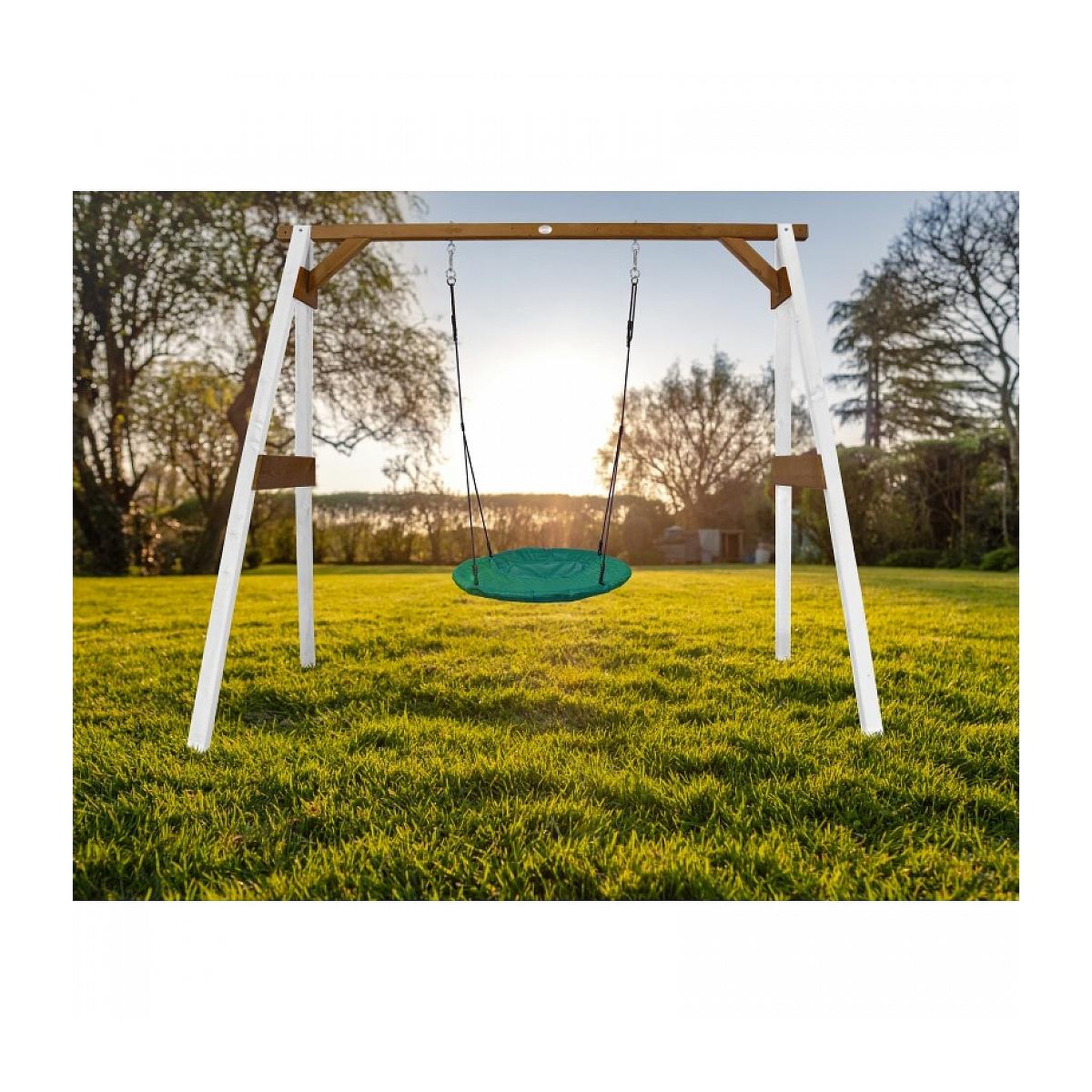 Voir la diapositive 3 : Axi House AXI Portique en bois Blanc Marron avec balancoire siège nid rond