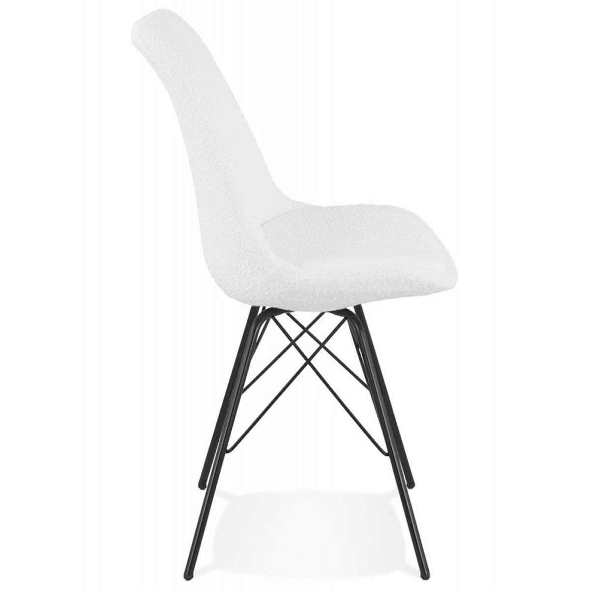 Paris Prix Chaise Design en Tissu Bouclé  Cathleen  83cm Blanc