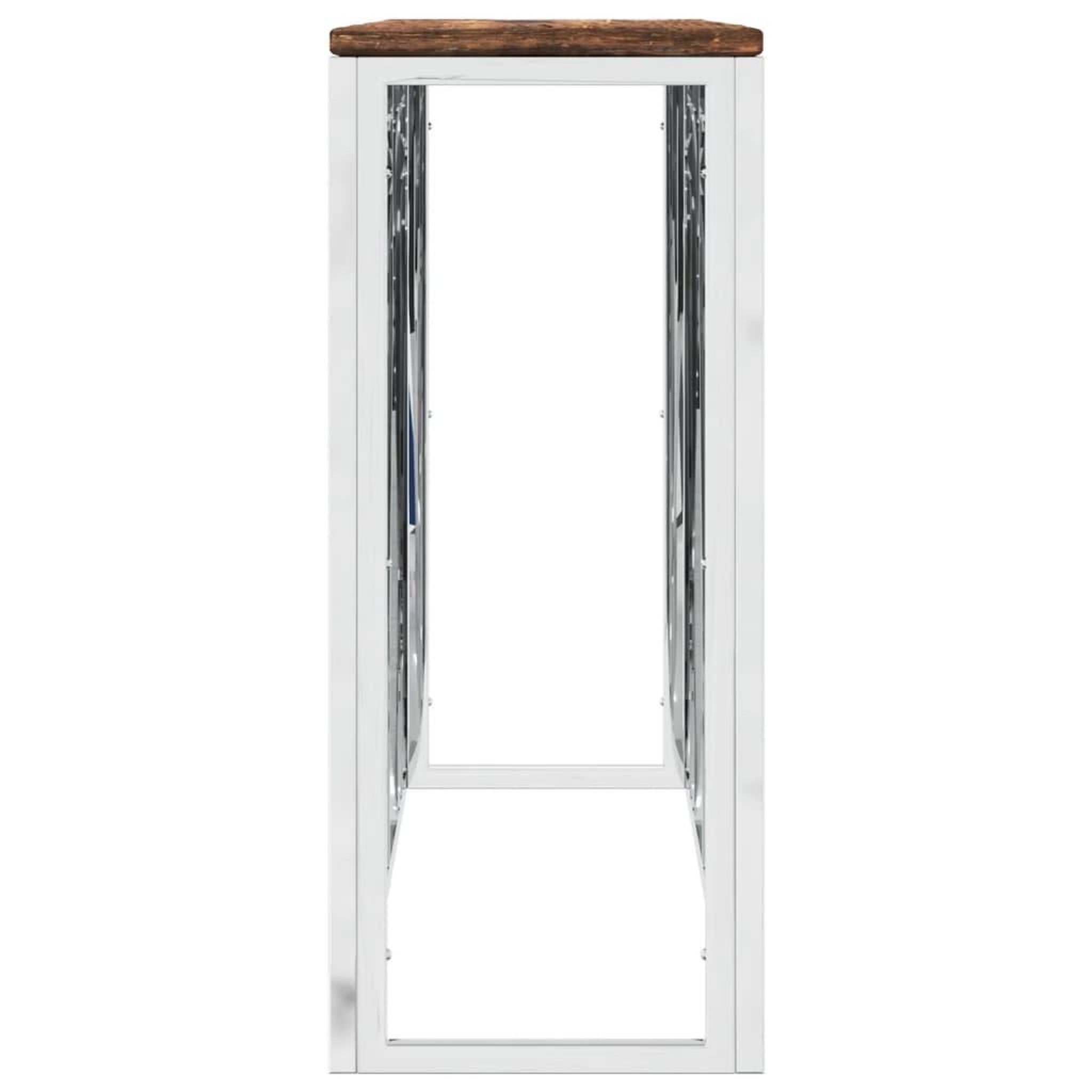 Voir la diapositive 4 : VIDAXL Table console acier inoxydable et bois massif de recuperation