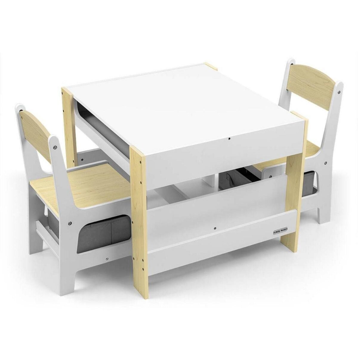 MILLY MALLY Table et Deux Chaises Sven en Bois Naturel pour Enfants