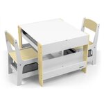 MILLY MALLY Table et Deux Chaises Sven en Bois Naturel pour Enfants