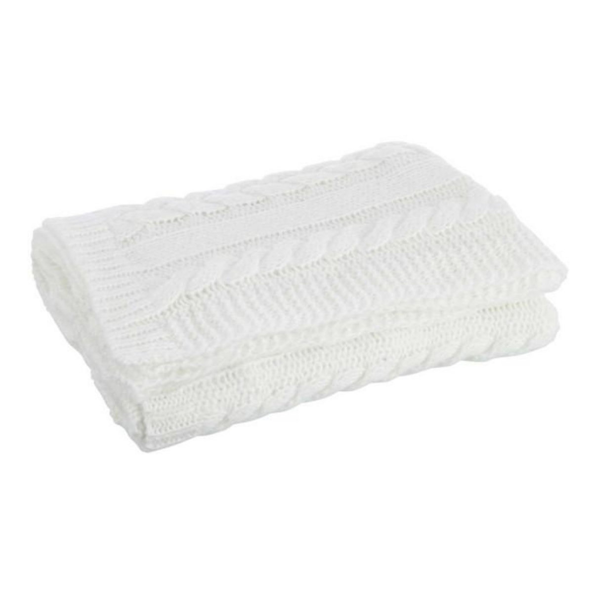 Paris Prix Plaid Uni Tricoté  Twist  130x180cm Blanc