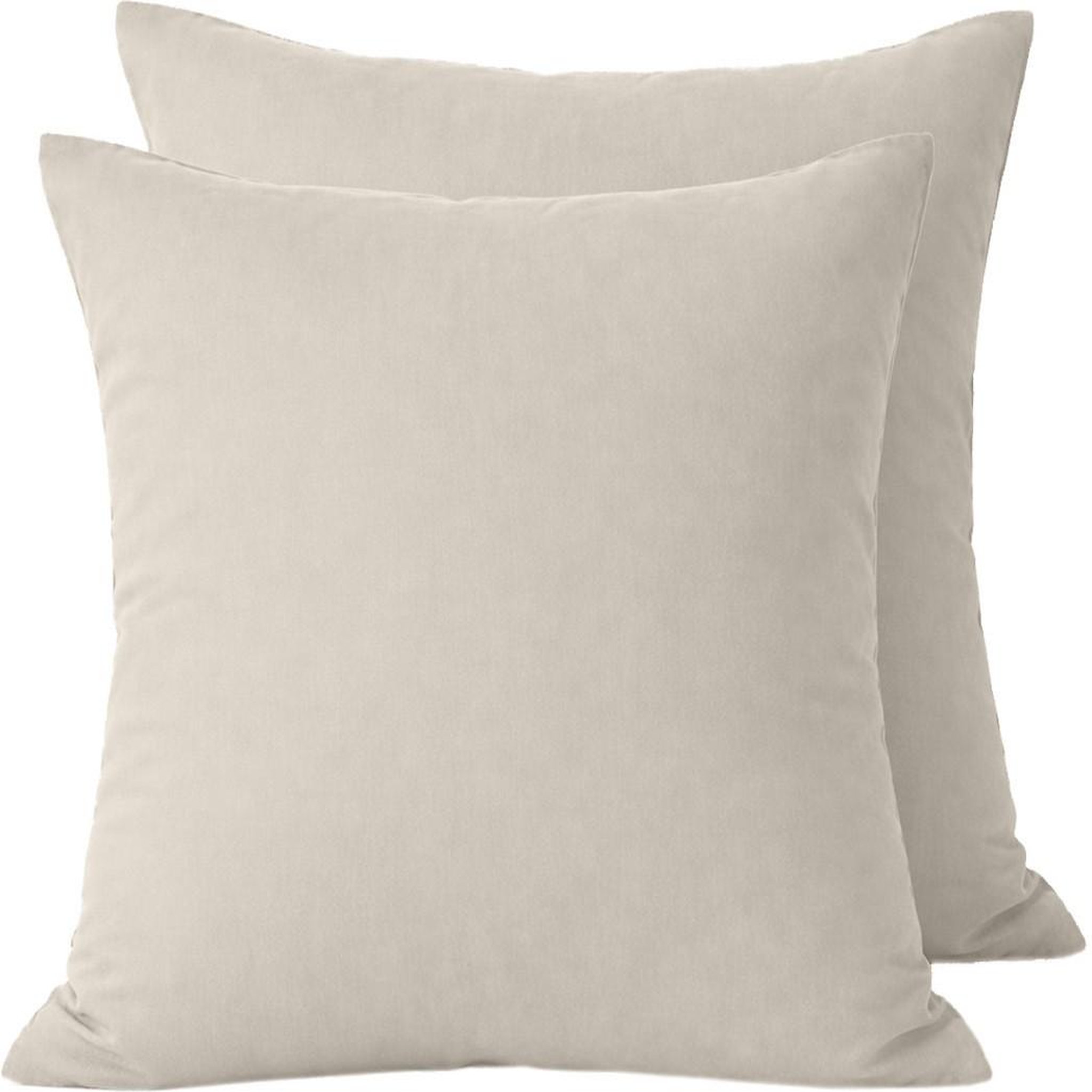 Home collection Lot de 2 taies d'oreiller 100% percale de coton 70 fils. Coloris disponibles : Beige, Gris