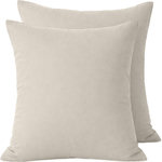 Home collection Lot de 2 taies d'oreiller 100% percale de coton 70 fils. Coloris disponibles : Gris, Beige