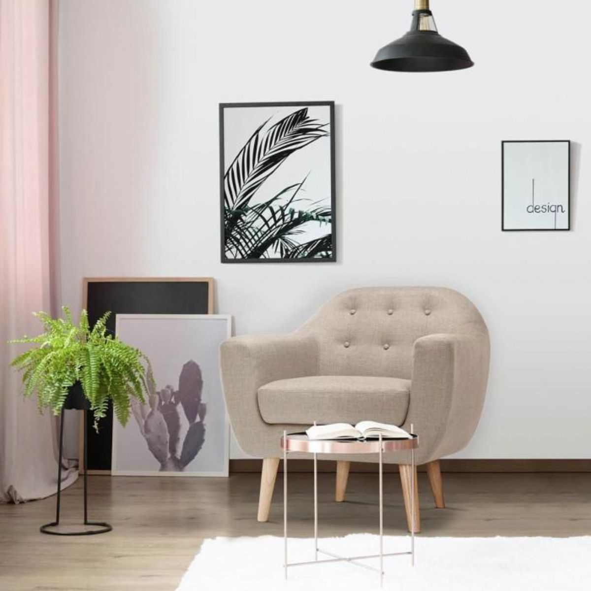 Paris Prix Fauteuil Scandinave Tissu  Lopy  78cm Beige