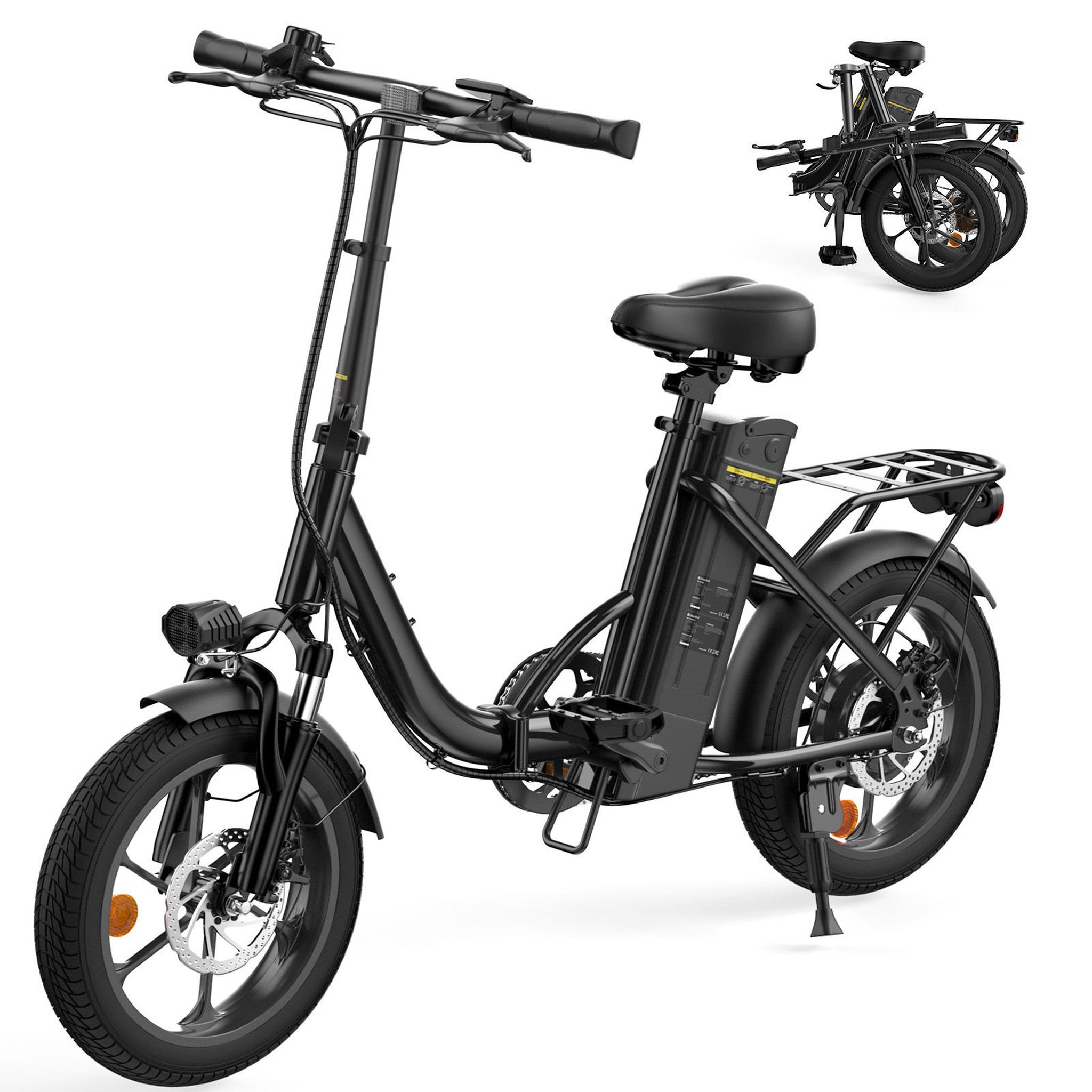 ISCOOTER Vélo électrique pliable iScooter U4, 36 V 10,4 Ah, vélo électrique compact 16 , noir