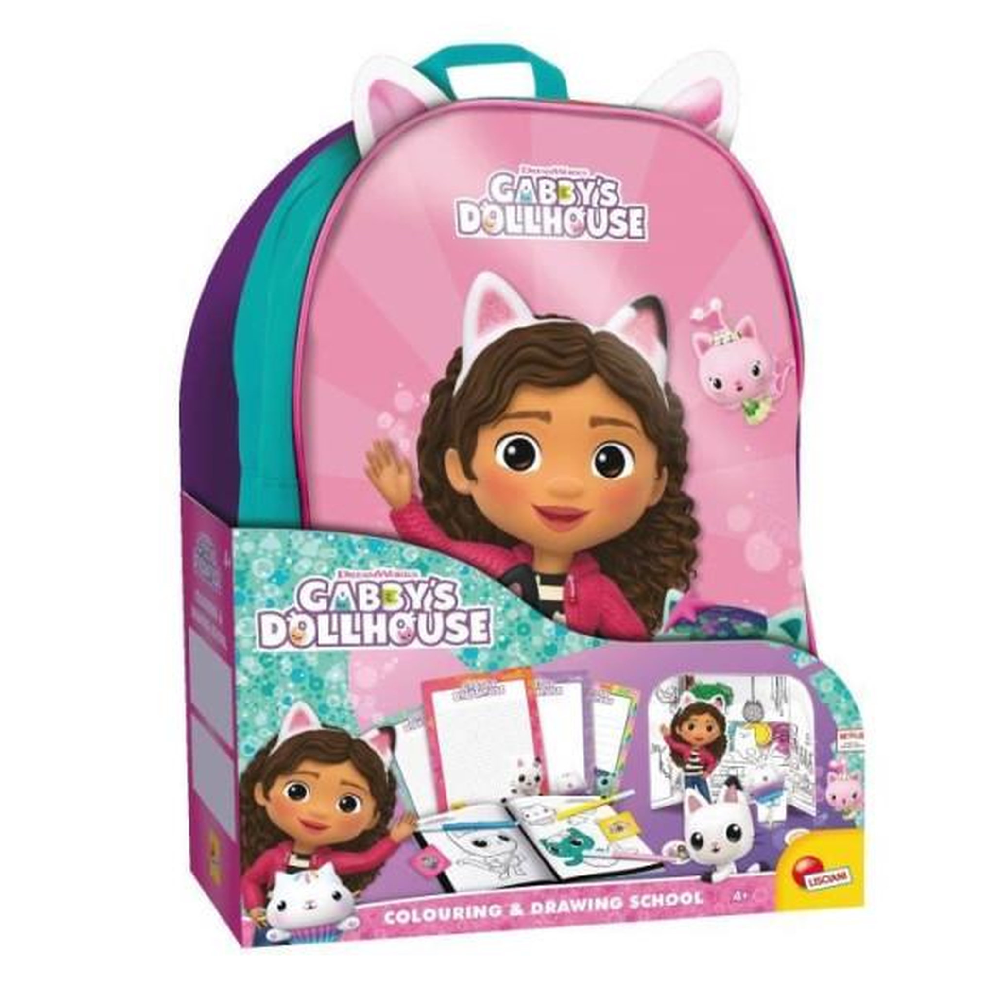 LISCIANI GIOCHI École de dessin - lisciani - gabby's dollhouse - sac a dos créatif - ardoises et autocollants - portable et pratique
