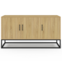 Voir la diapositive 3 : ID MARKET Buffet bas 113 cm DETROIT 3 portes bois et noir design industriel