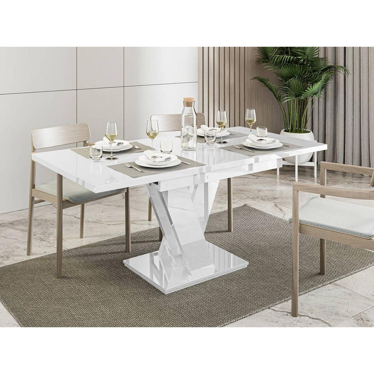 BEST MOBILIER Xandriel - table à manger extensible - blanc - 4 à 6 personnes