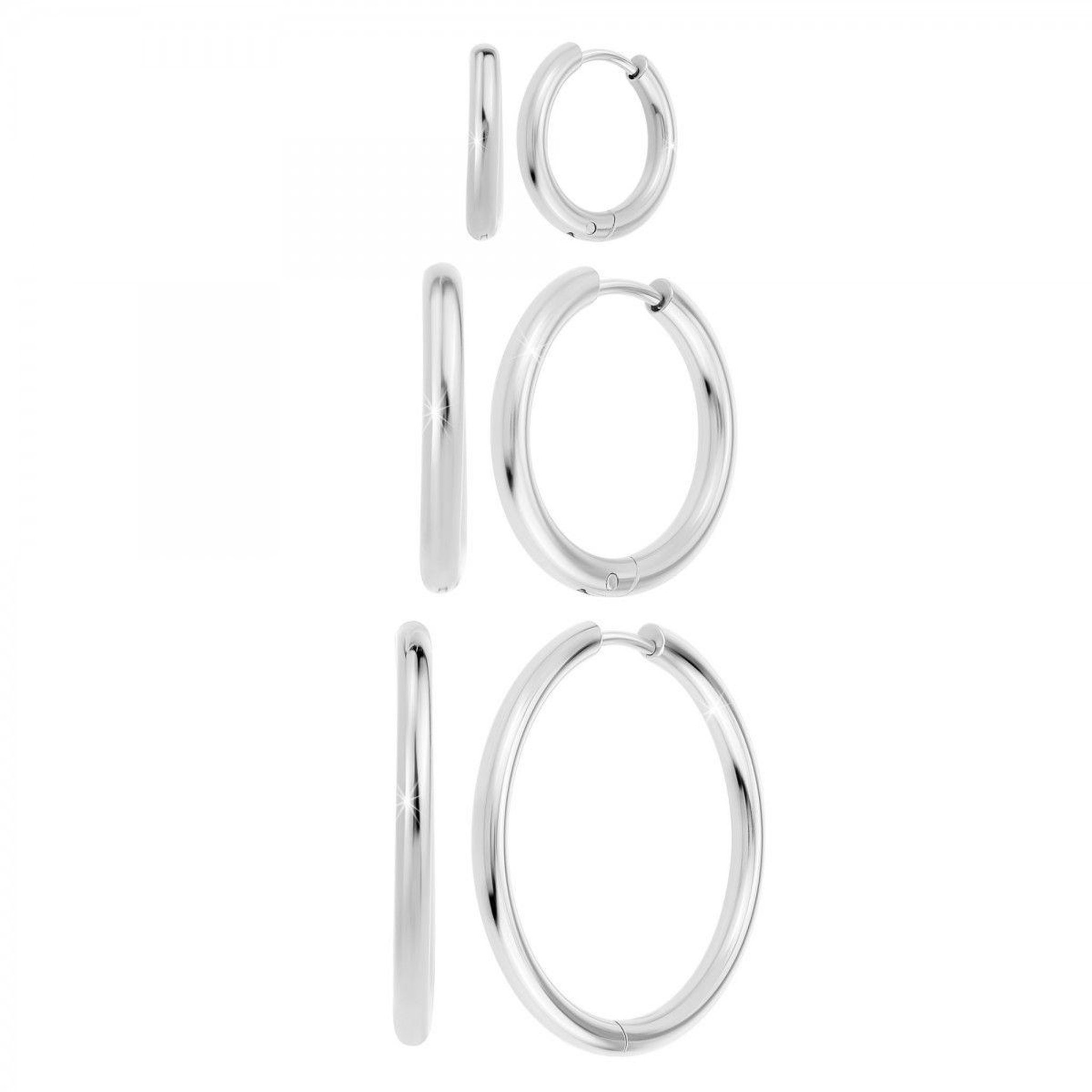 SC CRYSTAL Lot de 3 paires de boucles d'oreilles SC Crystal en acier inoxydable