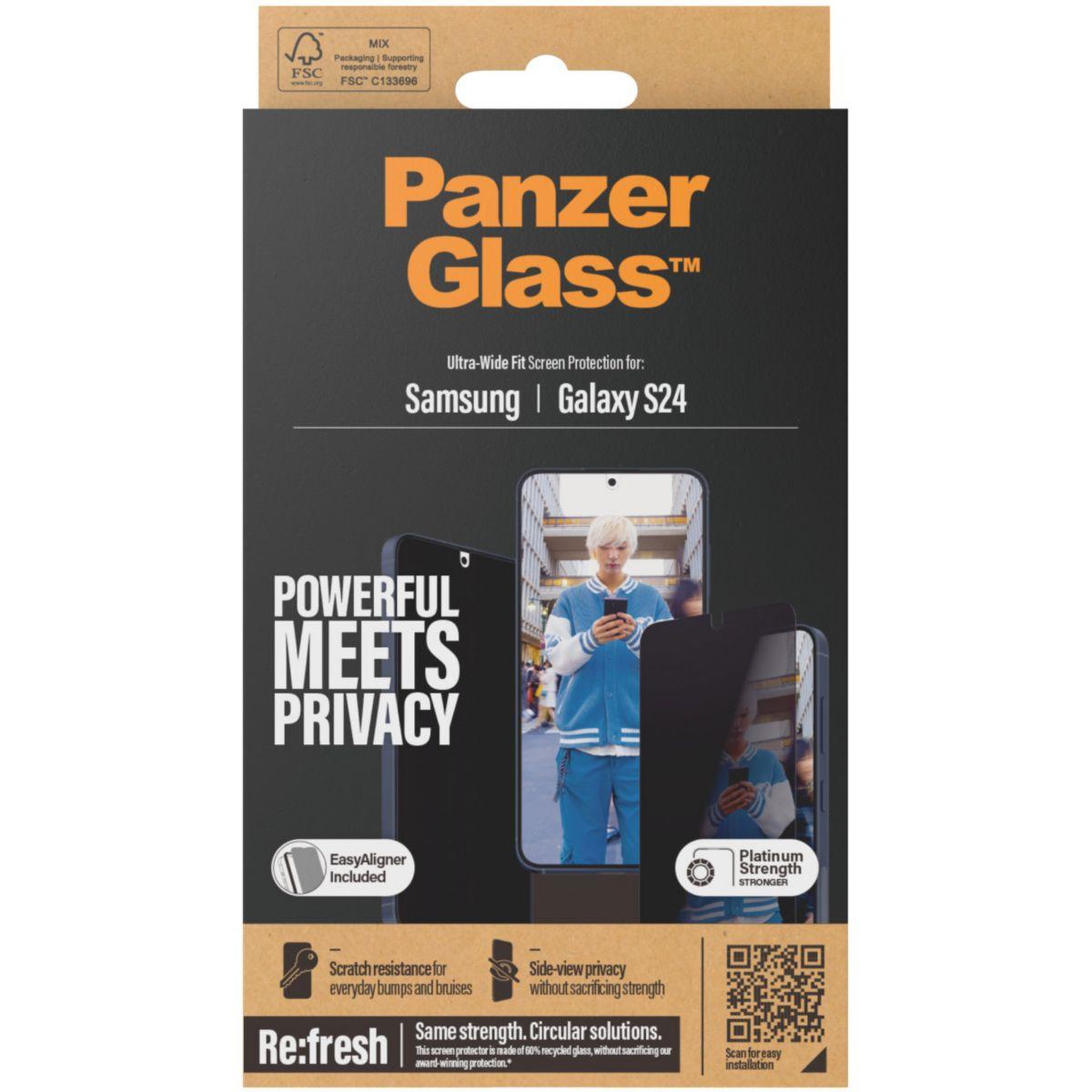 Voir la diapositive 3 : PANZERGLASS Protège écran samsung s24 privacy uwf