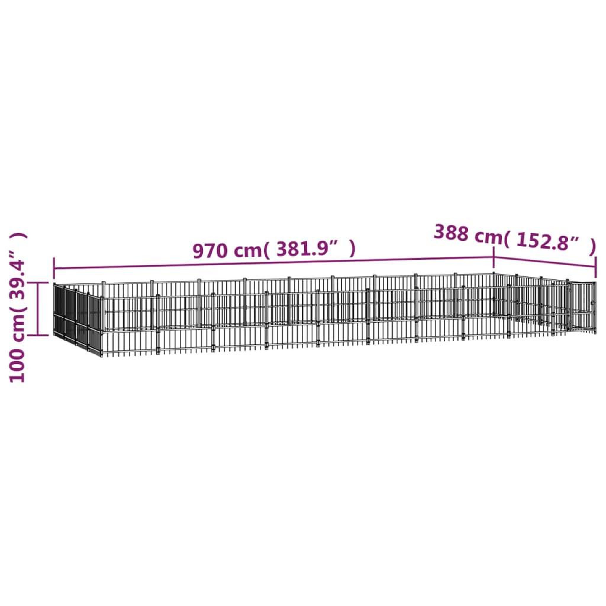Voir la diapositive 6 : VIDAXL Chenil d'exterieur pour chiens Acier 37,64 m²