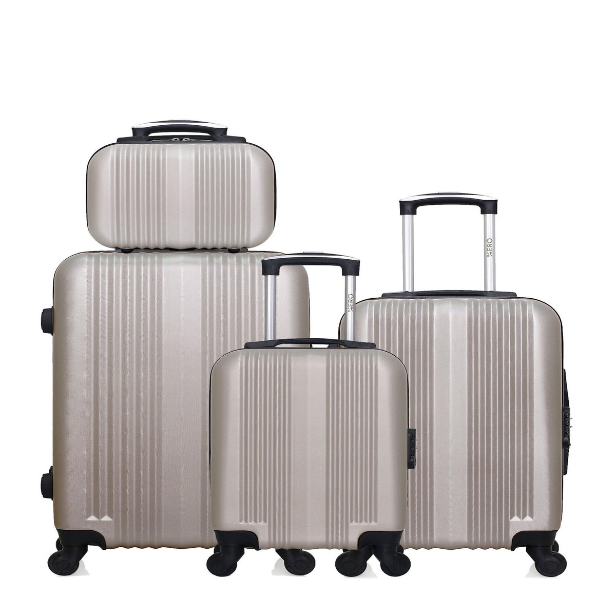 HERO HERO - Lot de 4 - Valise Weekend, valise cabine, valise cabine XXS et vanity LIPARI