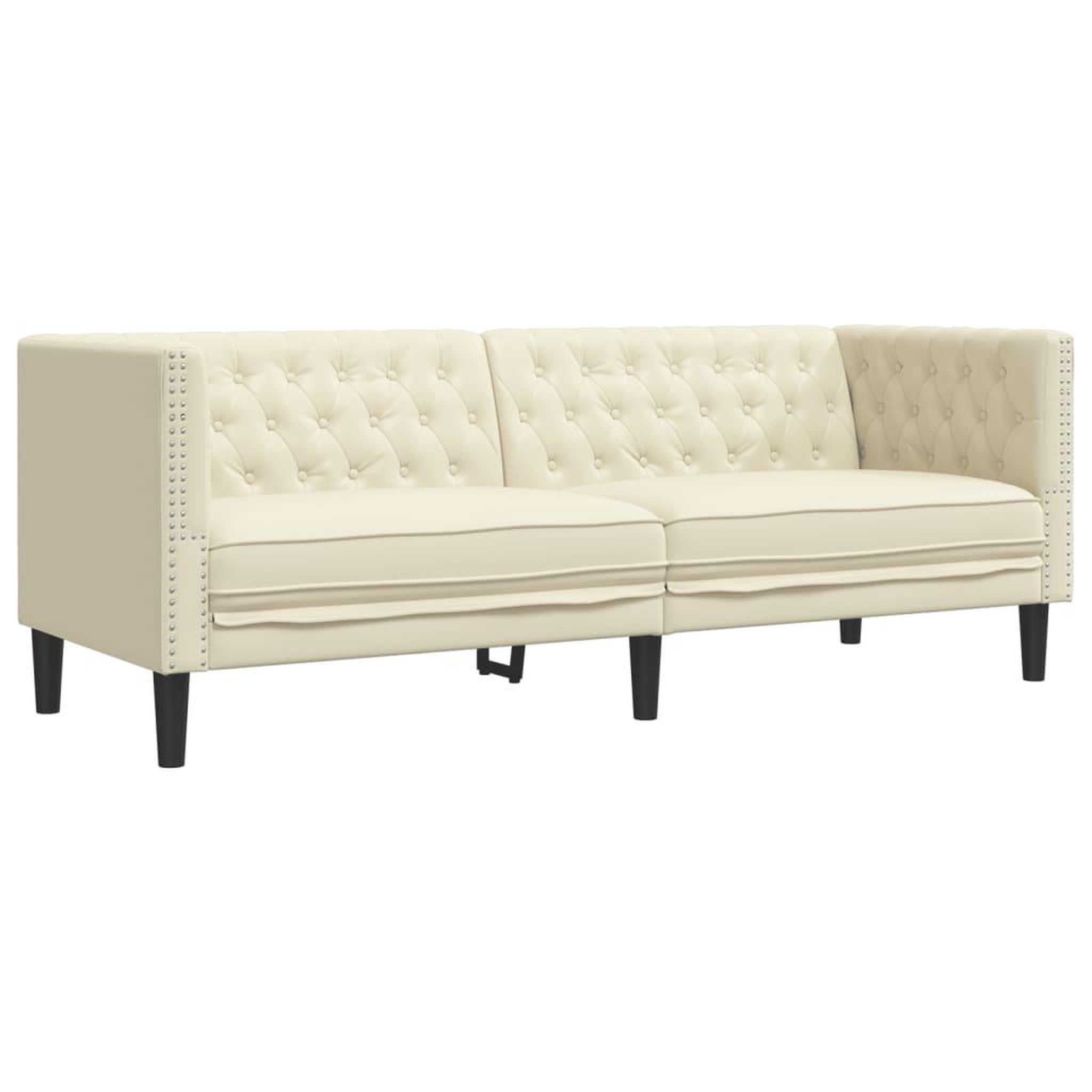 Voir la diapositive 4 : VIDAXL Ensemble de canape Chesterfield 2 pcs creme similicuir