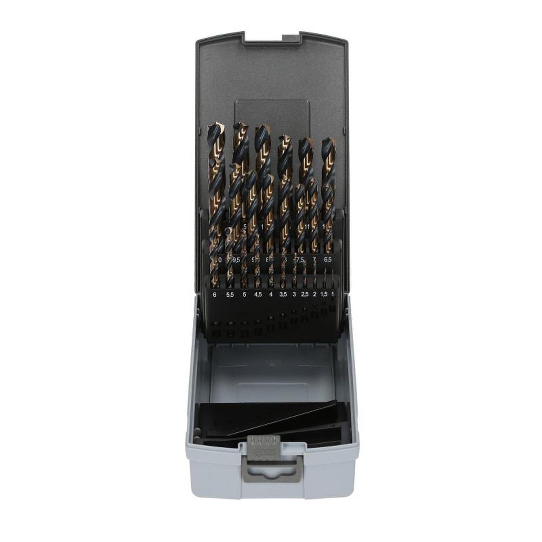 Voir la diapositive 3 : Shiny Hanger Coffret de 25 forets HSS taillés meulés M2 135° HANGER 155193