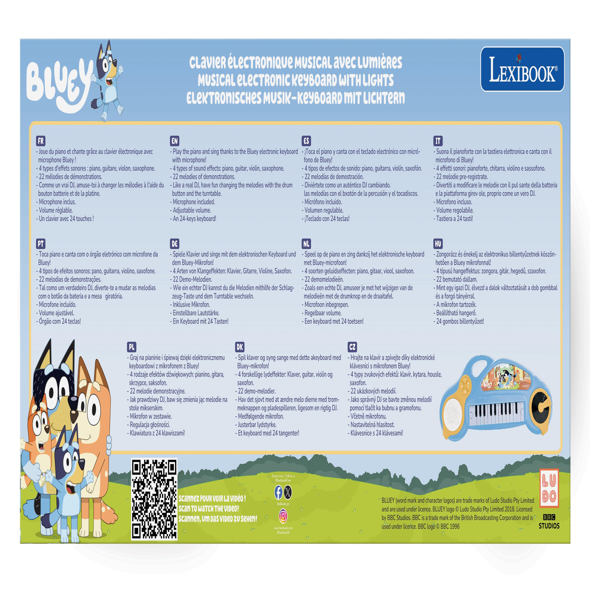 Voir la diapositive 4 : Lexibook Piano électronique pour enfants Bluey avec effets lumineux